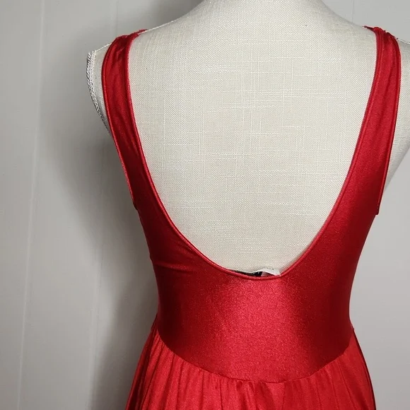 Vintage Miss Elaine red lace cut-out silky Fantasy  babydoll maxi slip dress - Picture 5 of 12